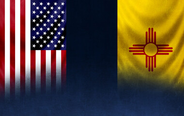 USA and New Mexico flag banner illustration concept