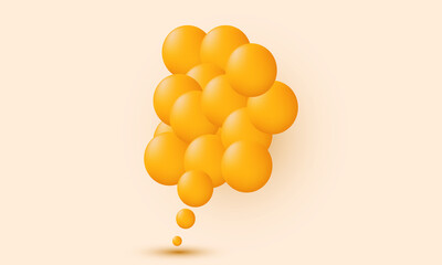 Wall Mural - unique 3d yellow image flying spheres set isolated on background.Trendy and modern vector in 3d style.