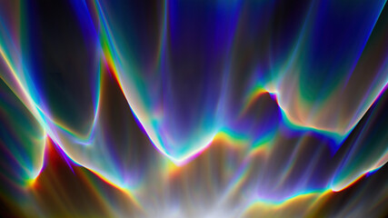3d render, abstract caustic background. Colorful spectrum light rays