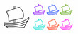 © Kostiantyn - Black line Egyptian ship icon isolated on white background. Egyptian papyrus boat. Set icons colorful. Vector