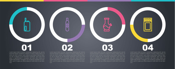 Wall Mural - Set line Electronic cigarette, Bong and Matchbox and matches. Business infographic template. Vector