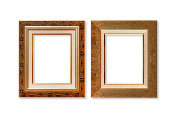 Wall Mural - The antique gold frame isolated on the white background ,clipping path included for design.