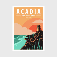 Acadia National Park Poster Vector Illustration Design