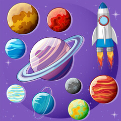 Wall Mural - space planets seamless pattern