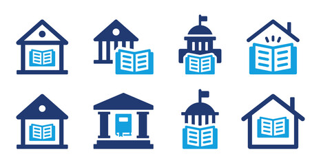 Wall Mural - Library icon collection. University and school building icon vector illustration.