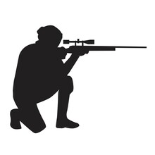 Sniper Shooting On The Knee Silhouette Vector Design