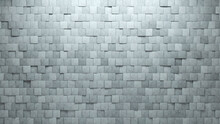 Futuristic, Concrete Wall Background With Tiles. Square, Tile Wallpaper With 3D, Polished Blocks. 3D Render