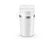 Matte travel mug mockup, blank thermos insulated vacuum mug for branding and promotion. 3d render illustration.