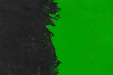 Black And Green Brush Texture Background.Abstract Brushstroke Background, Flat Shapes .on A Concrete Wall
