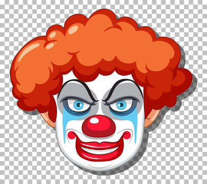 Scary clown head on grid background