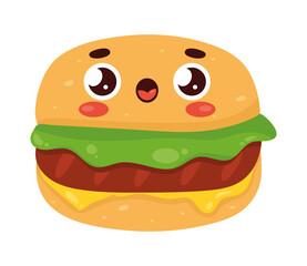 Canvas Print - hamburger kawaii food