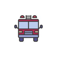 Fire Truck Front Filled Outline Icon