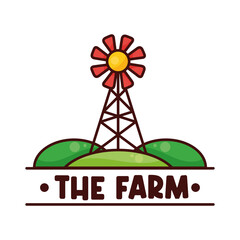 Poster - farm stamp with wind mill