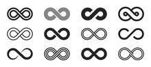 Infinity Symbols. Set Of Infinity Icons. Symbols Of Endless, Unlimited, Eternal. Vector Illustration.