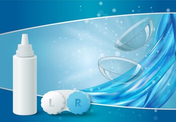 Wall Mural - Contact lenses realistic ads vector medical poster