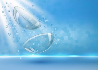 Wall Mural - Realistic contact lenses in splashing water vector