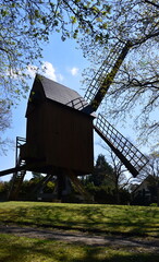 Sticker - Historische Wind Mühle im Frühling in der Stadt Winsen am Fluss Aller, Niedersachsen