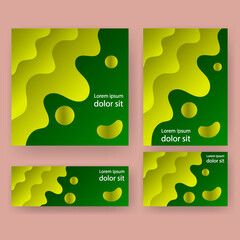 Wall Mural - green gradient colors liquid flyer set templates