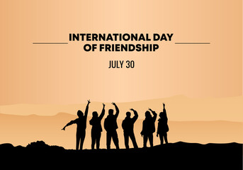 Wall Mural - International friendship day background banner poster with six people group.