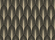 Vektor-Illustration eines nahtlosen, dekorativen, geometrischen, hell gold und schwarzen Art-Déco-Musters der 20er Jahre mit Fächern
