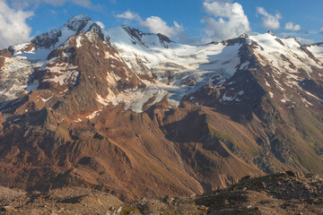 Wall Mural - Sunset panorama of Brabad'Orso glacier at the foots of the Palla Bianca peak, Alto Adige - Sudtirol, Italy. Popular mountain for climbers