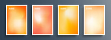 Set Of Orange Color Blurred Backgrounds With Modern Abstract Soft Orange Color Gradient Patterns. Templates Collection For Brochures, Posters, Banners, Flyers And Cards. Vector Illustration.