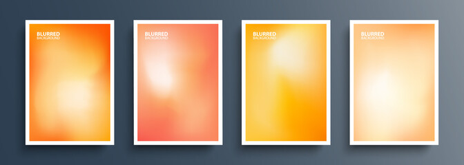 Fototapete - Set of orange color blurred backgrounds with modern abstract soft orange color gradient patterns. Templates collection for brochures, posters, banners, flyers and cards. Vector illustration.
