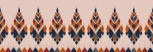 Border Ethnic Ikat Pattern Art. Fabric Indian Style. Geometric Striped Oriental. Design For Background, Illustration, Fabric, Clothing, Textile, Print, Batik, Embroidery.