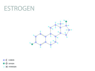 Estrogen molecular skeletal 3D chemical formula.	