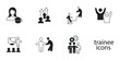 Trainee program and apprenticeship icons set . Trainee program and apprenticeship pack symbol vector elements for infographic web
 