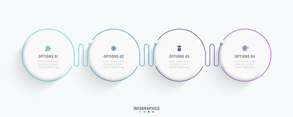 Vector Infographic label design template with icons and 4 options or steps. Can be used for process diagram, presentations, workflow layout, banner, flow chart, info graph.