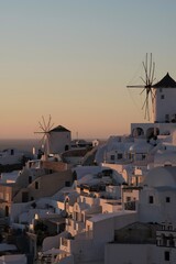  View of  Oia, the most stunning  village of Santorini and an amazing sunset