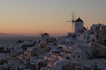  View of  Oia, the most stunning  village of Santorini and an amazing sunset