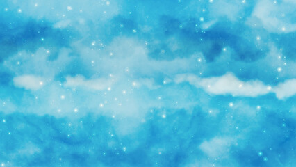 Wall Mural - blue watercolor and bokeh paper texture. beautiful dark gradient hand drawn by brush grunge background. watercolor wash aqua painted texture close up, grungy design. blue nebula sparkle star universe.