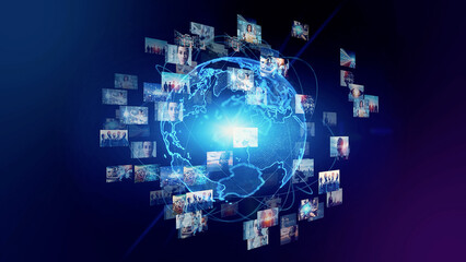 Poster - Global communication network concept. Image analysis. Digital transformation. AI (Artificial Intelligence).