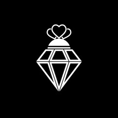 Sticker - Elegant diamond with crown logo isolated on dark background