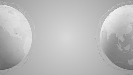 Wall Mural - clean white earth globe with wireframe global network connection data transfer, 3d rendering world m