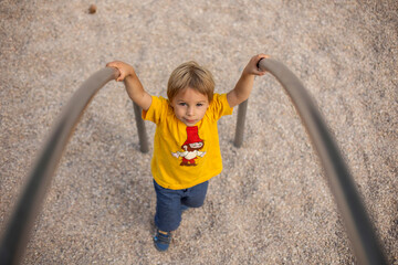 Wall Mural - Cute child, playing on the playground, boy playing