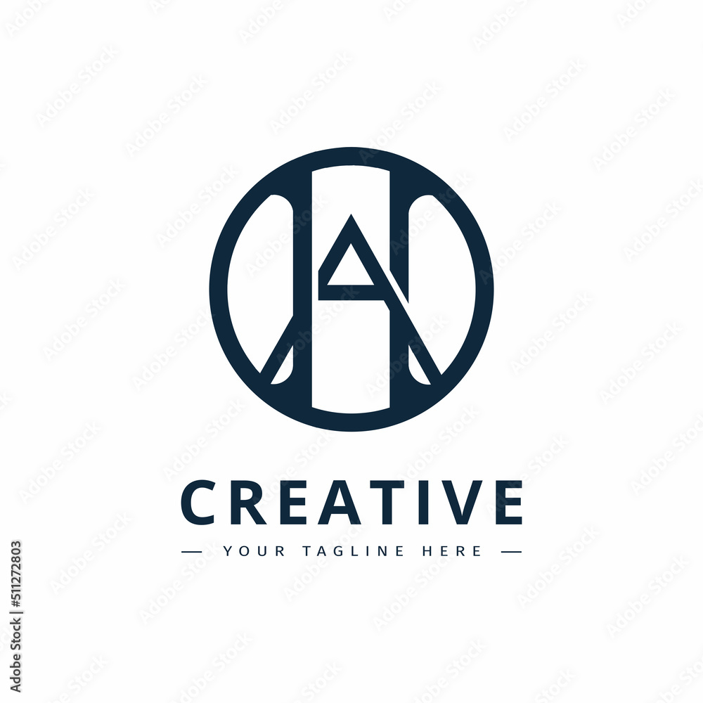 initial letter logo with circle frame. initial logo AH Stock Vector ...
