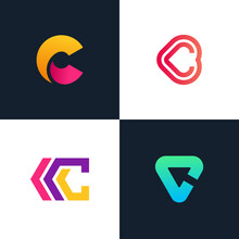 Initial Letter C Abstract Logo Design Set Icon Symbol Vector Template