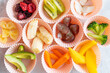 © anaumenko - BLW Baby-Led Weaning concept - sliced foods, top view