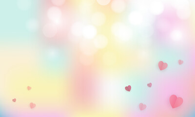 Wall Mural - Colorful and shiny pastel design background with hearts vector.