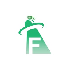 Poster - Ufo catch letter F icon design illustration