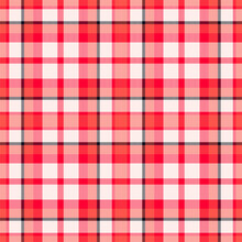 Plaid Seamless Pattern In Red. Check Fabric Texture. Vector Textile Print.
