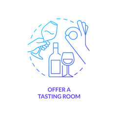 Sticker - Offer tasting room blue gradient concept icon. Successful restaurant business abstract idea thin line illustration. Wine unique flavors. Isolated outline drawing. Myriad Pro-Bold font used