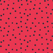 © Elena - Vector polka dot pattern. Random black dots on red background. Tiny poppy seeds seamless pattern.