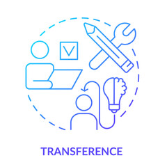 Sticker - Transference blue gradient concept icon. Implement knowledge to work. Principle of learning abstract idea thin line illustration. Isolated outline drawing. Myriad Pro-Bold fonts used