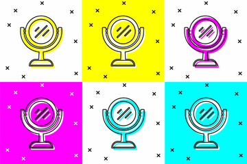 Poster - Set Hand mirror icon isolated on color background. Vector