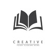 © muhaimin - Open book sign icon or logo design with single black color vector drawing