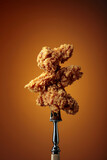 Fototapeta Kawa jest smaczna - Fried chicken on a fork.